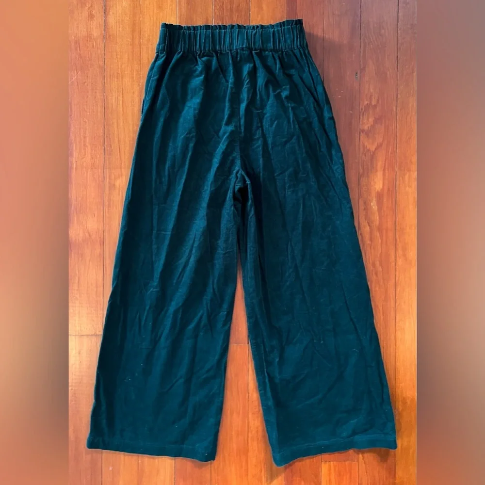 NWOT Madewell Corduroy Pull-On Wide-Leg Crop Pants - Emerald Green XS - Picture 2 of 7